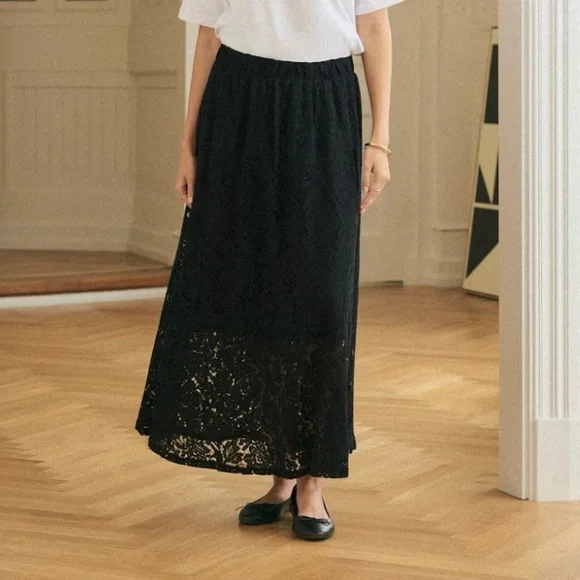 NWT KAFFE KAnomi Lace Skirt Size Medium (Danish 38) Elastic Waist Half Lining - Picture 5 of 15